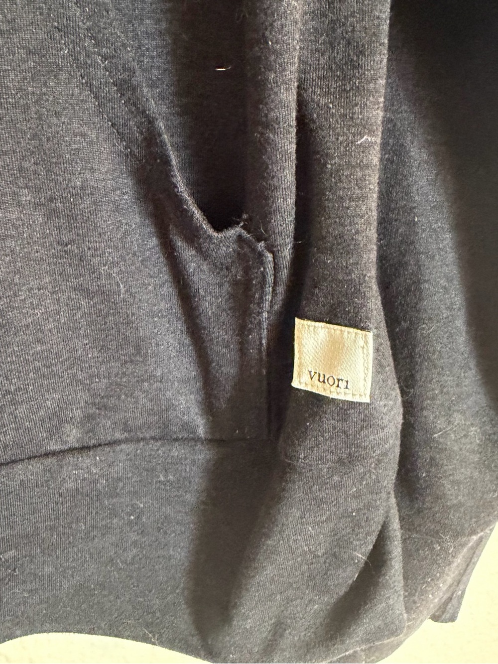 Women’s Size XL- Vuori Black Zip Hoodie with White Drawstrings - Picture 2 of 8